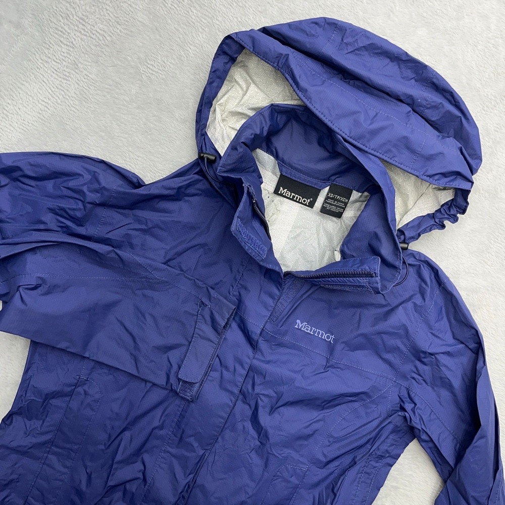 Marmot Full Zip Hooded Rain Jacket Women's XS Purple Lightweight Packable